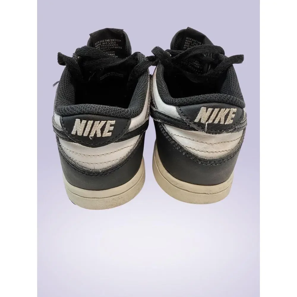 Nike Dunk Low Unisex Kids Sneakers Black/White Leather Lace Up Low Top US 13
